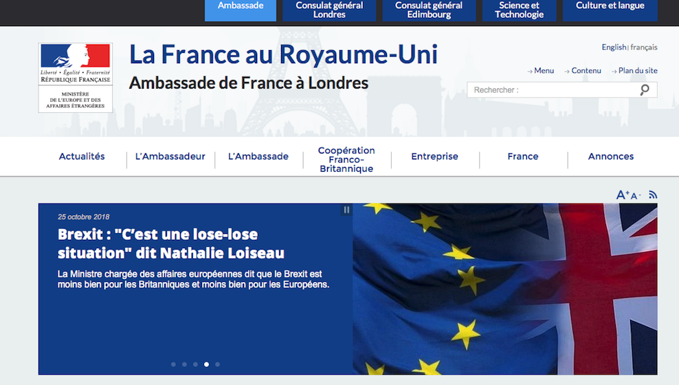 copie ecran site ambafrance UK